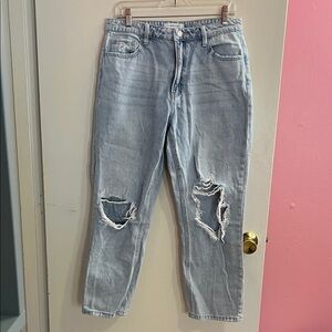 Light Blue Distressed Flare Jeans